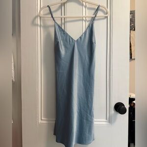 REVOLVE Blue Satin Slip Dress